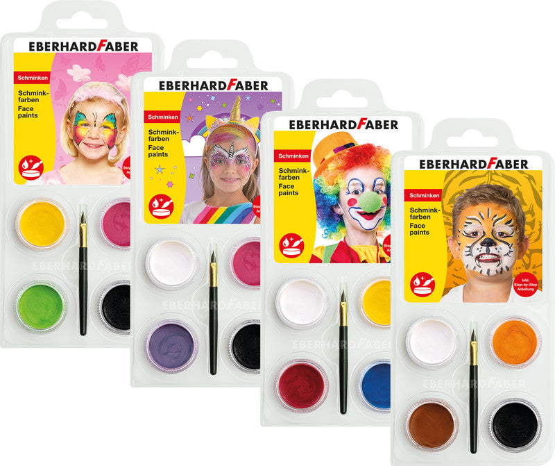 Eberhard Faber Schminkfarben-Set – 4 Farben, inklusive Pinsel, für Haut