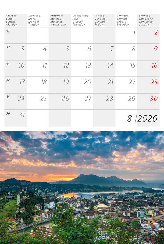 Calendaria Postkartenkalender 2026 – 14,8 × 22 cm – mit 12 Postkarten, mit Aufhänger