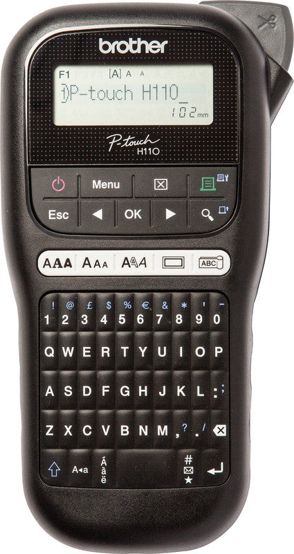 Brother H110 – Beschriftungsgerät für TZe-Bänder 3,5–12 mm, 20 mm/s, LC-Display