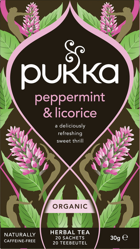 Pukka Teebeutel – Pfefferminze & Lakritz – Kräutertee, Bio, kompostierbar – 20 Beutel