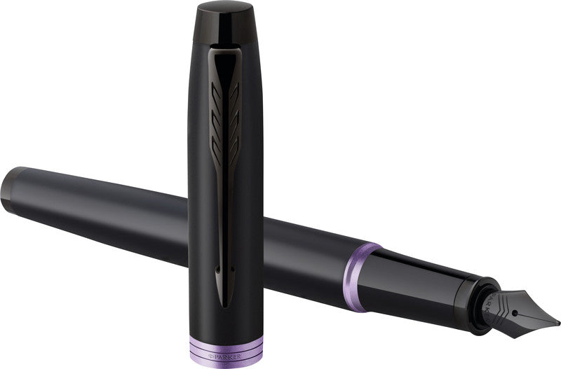 Parker IM Professionals Vibrant Rings – Mittlere Feder – für Rechts- & Linkshänder – Schwarz, Blau – Patronen