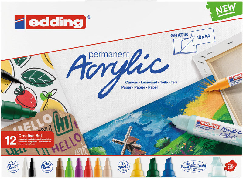Edding Acrylmarker – sortiert, 12er Set