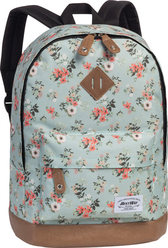 Bestway Campus Trend – Freizeit-Rucksack – 21 l, Polyester, graugrün/koralle, Millefleur