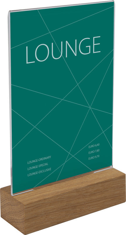 Sigel Tischaufsteller – für A6 Hochformat, 1 Blatt, Transparent, Acryl/Eiche