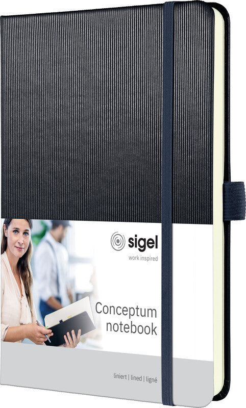 Sigel Notizbuch Conceptum Metallic Edition, A5, liniert, Fadenheftung, 194 Seiten, 80 g/m² – grau