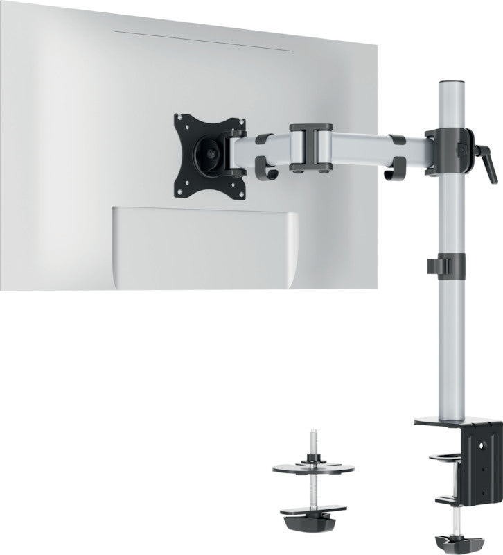 Durable Select – Monitorhalterung, Tischklemme, bis 27", VESA 75 × 75/100 × 100 mm, 8 kg, silber metallic