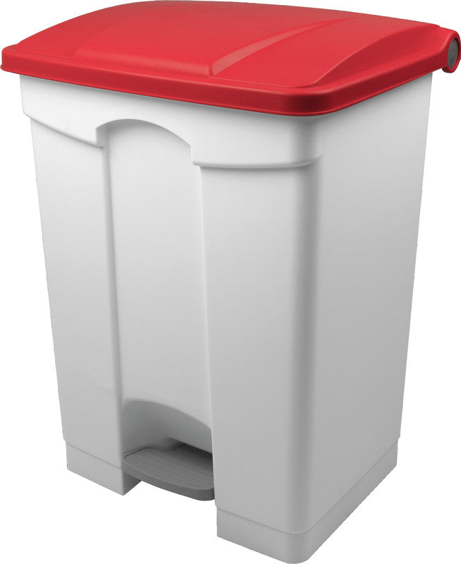 Helit Abfallcontainer – 70 l – mit Deckel – Kunststoff, weiss – B × H × T 500 × 680 × 410 mm