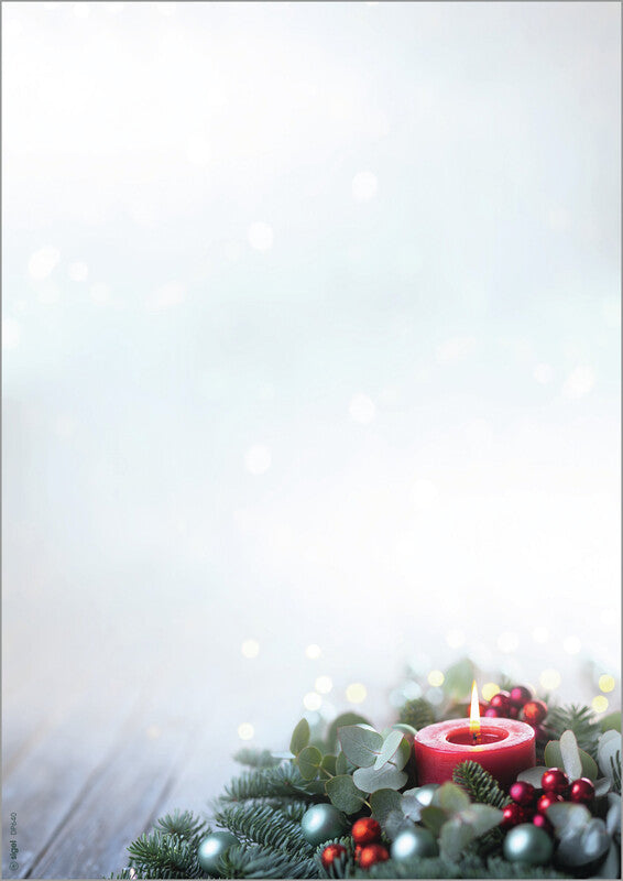 Sigel Motivpapier – A4, 90 g/m², mehrfarbig, Motiv: Candlelight Cheer – für Drucker und Kopierer – 100 Blatt
