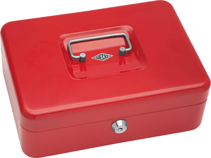 Wedo Geldkassette – mit Schlüssel – 25 × 18 × 9 cm – Rot – Stahl