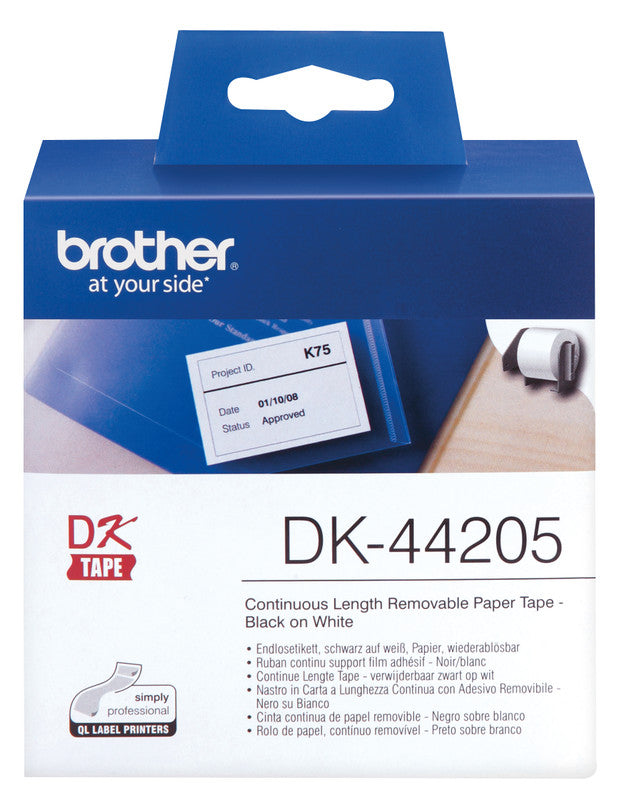 Brother Endlos-Etiketten DK, 62 mm × 30,5 m, weiss, Papier, wiederablösbar