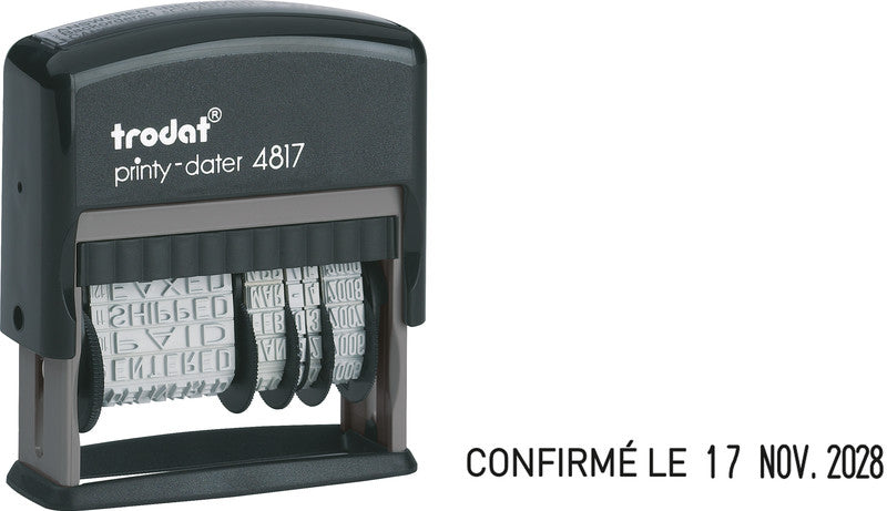 Trodat Motivstempel Printy 4817 – Motiv: 12 Texte, selbstfärbend, 48 × 3,8 mm