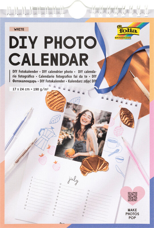 Folia Bastel-Dauerkalender, 17 × 24 cm, d/f/i/gb, Spiralbindung, mit Aufhänger
