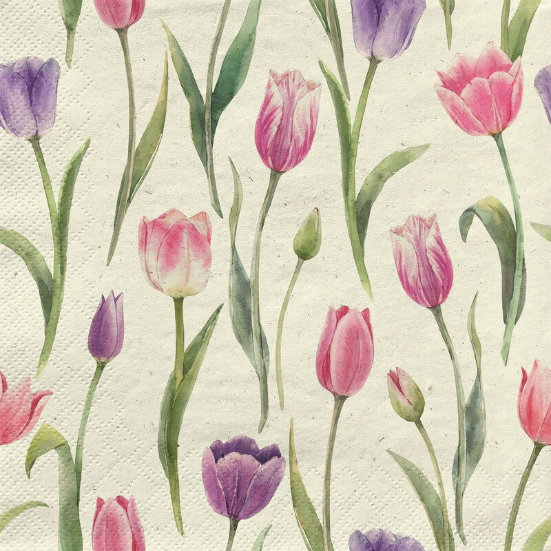 Fasana Servietten Romantic Tulips – 33 × 33 cm – 3-lagig, Tissue – 20 Stk., FSC