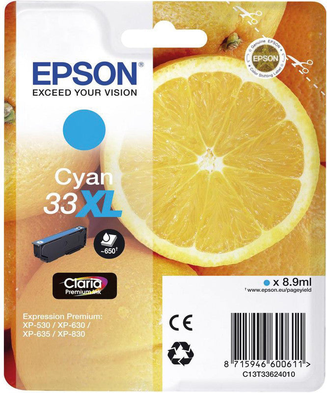 Epson Tintenpatrone 33XL, cyan – für Inkjet- und Multifunktionsgeräte