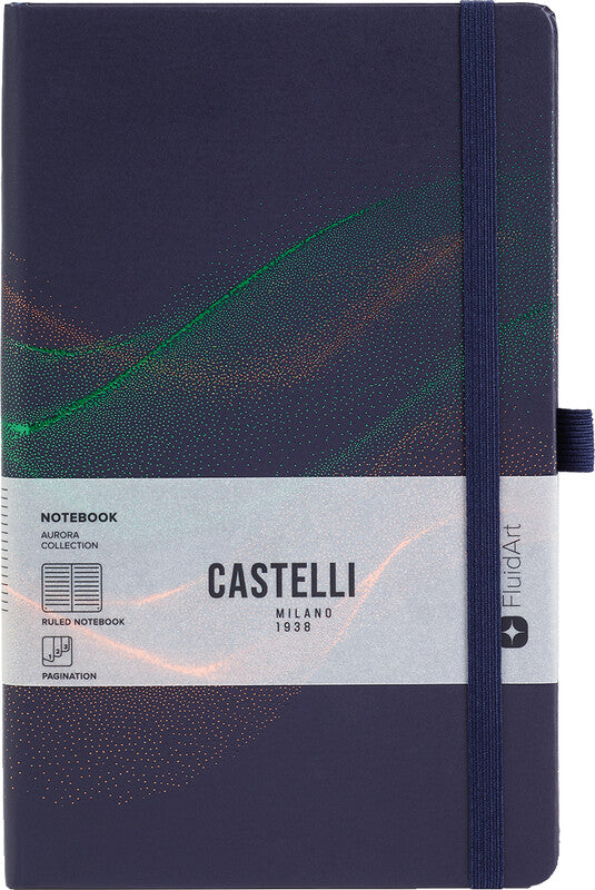 Castelli Notizbuch – A5 – Liniert – 192 Seiten – 80 g/m² – Gebunden, Gummiband, Stiftschlaufe, Mehrfarbig