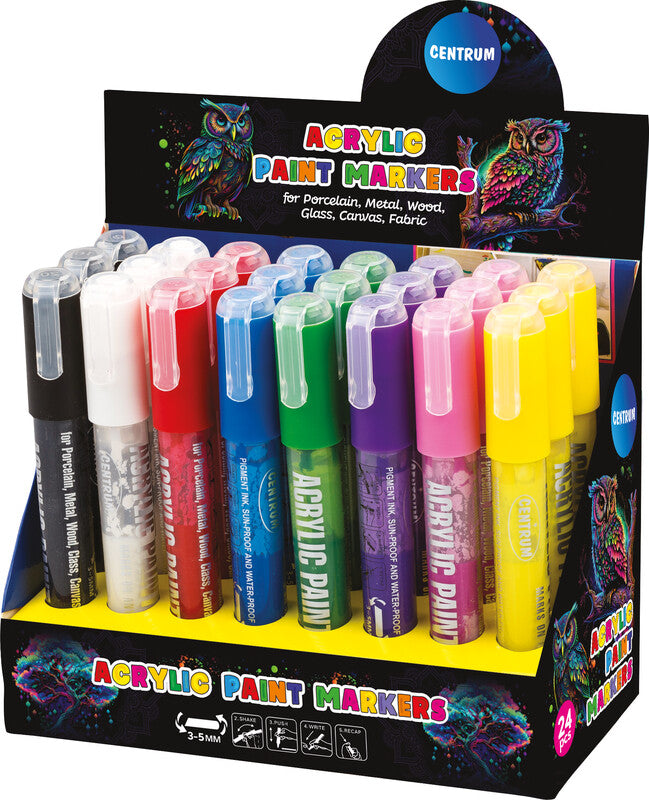 Centrum Acrylmarker – Rundspitze/Keilspitze 3 mm/1–5 mm – Mehrfarbig