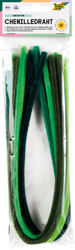 Folia Pfeifenputzer – Grün – 50 cm, Ø 8 mm, 10 Stück – zum Basteln