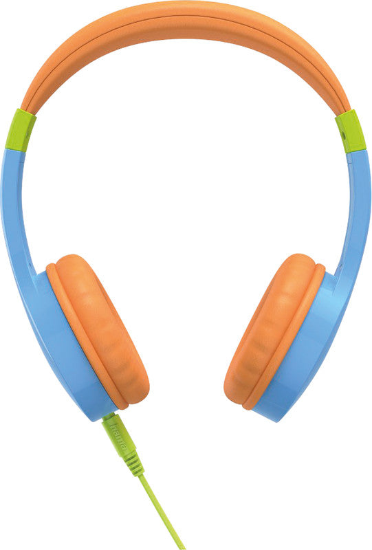 Hama Kids Guard – On-Ear Headset – 3,5 mm Klinke, abnehmbares Kabel, Lautstärkebegrenzung 85 dB – Blau/Orange