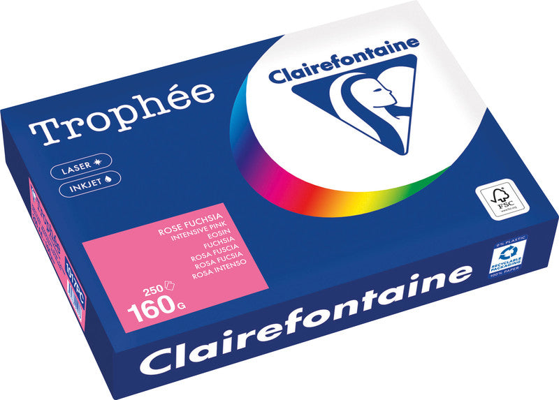 Clairefontaine Kopierpapier – A4, 160 g/m², Eosin – für Drucker und Kopierer – FSC, EU Ecolabel – 250 Blatt