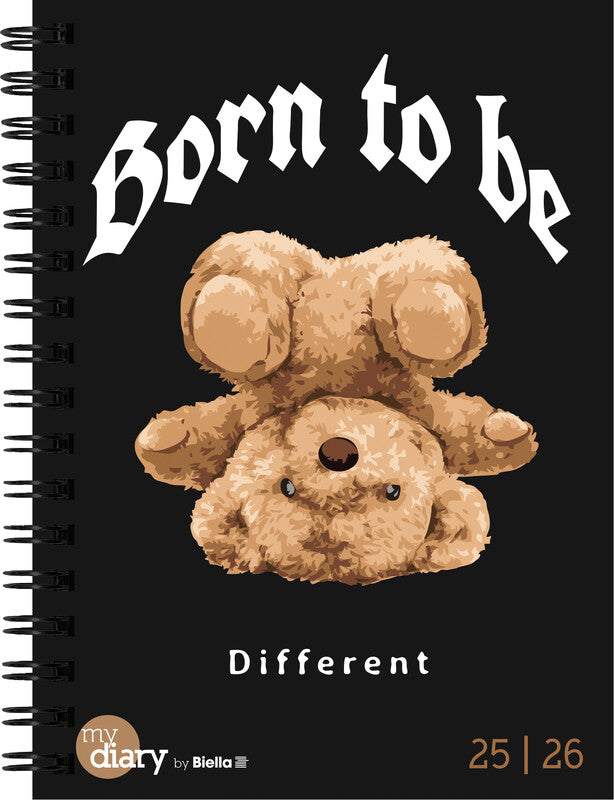 Biella mydiary Schüleragenda – 1 Woche/2 Seiten, Wire-O, 12 × 16,5 cm, Aug–Jul, Teddy, FSC