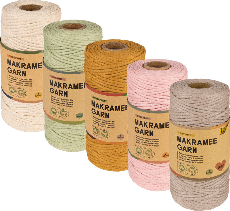 Folia Makramee-Garn – Natur – 100 m, Ø 3,5 mm, Baumwolle