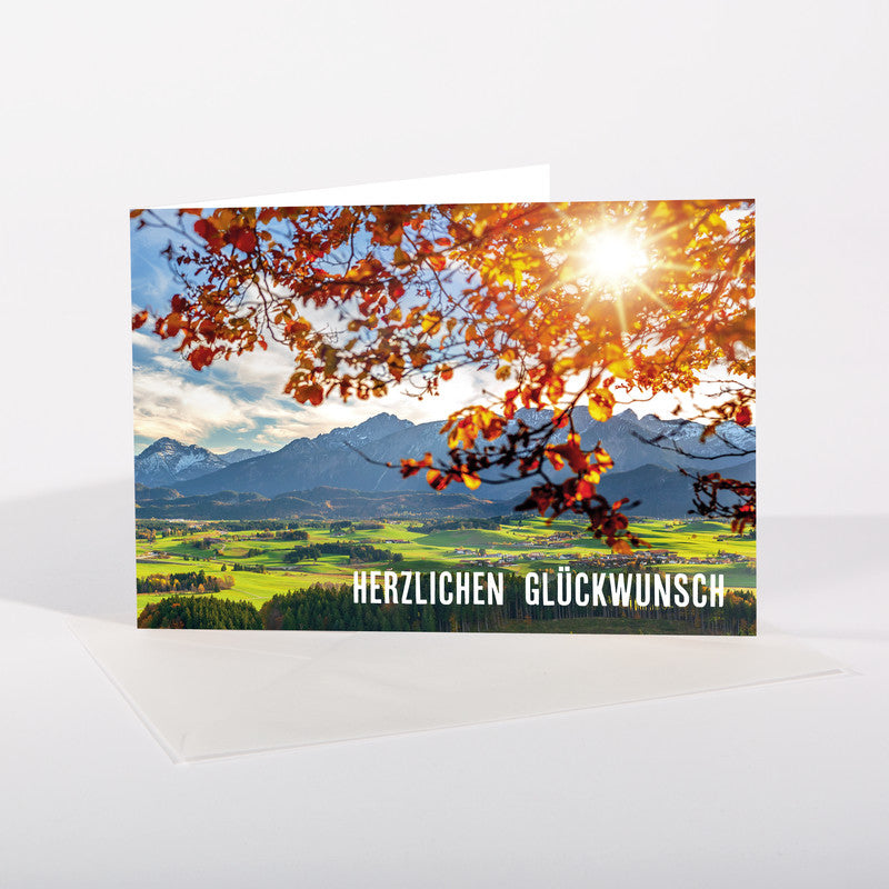 Sigel Grusskarte Berglandschaften nach Jahreszeiten – A6 (105 × 148 mm) – mit Umschlägen, deutscher Text, 12er Pack