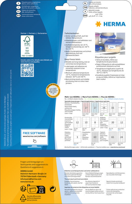 HERMA Druckeretiketten, 38 mm × 21 mm, weiss, Papier, permanent, 25 Blatt