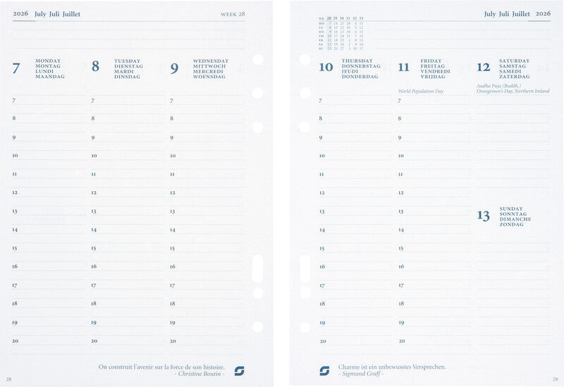 Succes Kalender-Einlage – 1 Woche/2 Seiten, 6-fach, A5, 2026