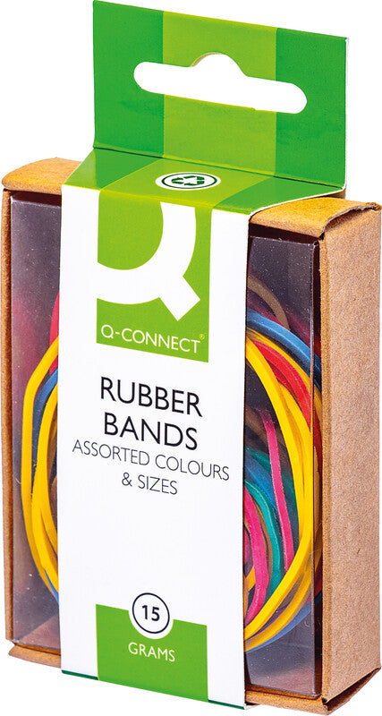 Q-Connect – Gummibänder – farbig sortiert, Naturkautschuk, 15 g