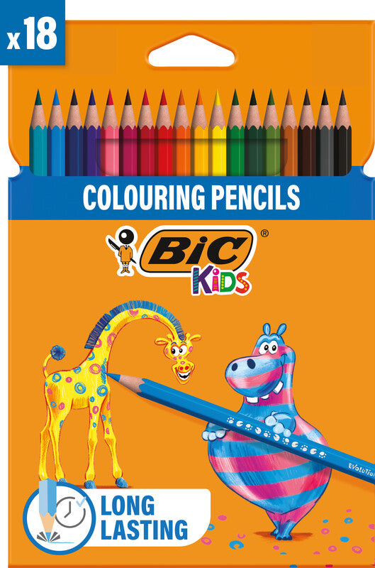 BIC Buntstifte Evolution Kids – 18 Farben, im Kartonetui, Ø 3,2 mm, Kunstharz, NF Environment