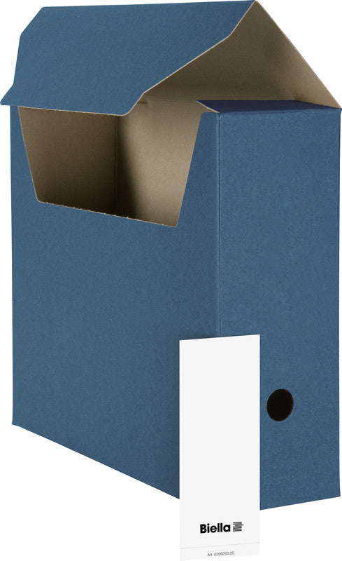 Biella Archivschachtel A4 – mit Einsteckdeckel, Griffloch, 330 × 270 × 100 mm, Blau, Karton, 10er Pack