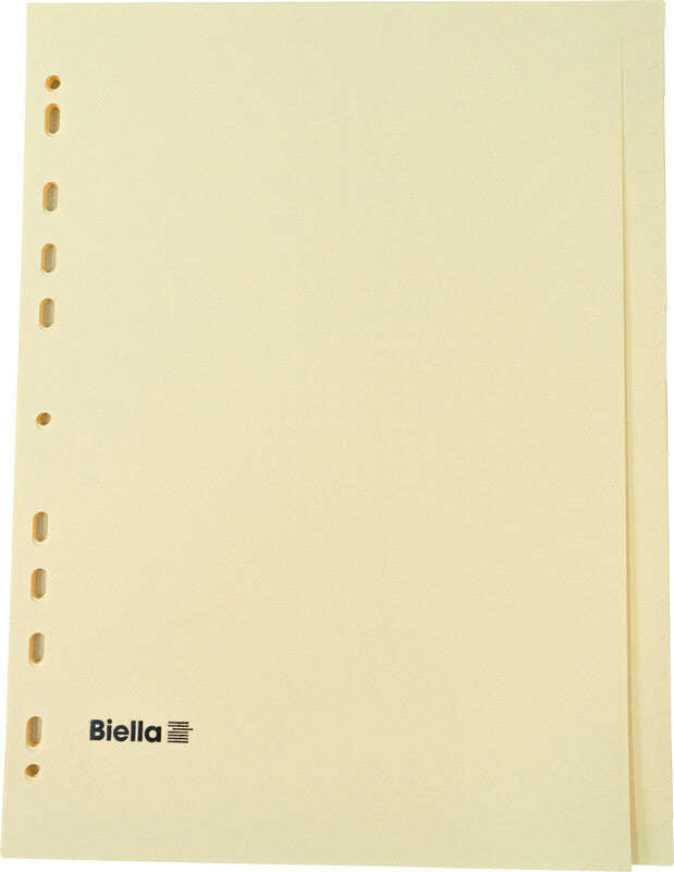 Biella Register – A4, 24-teilig, Papier, gelb, unbedruckt, 11-fach gelocht