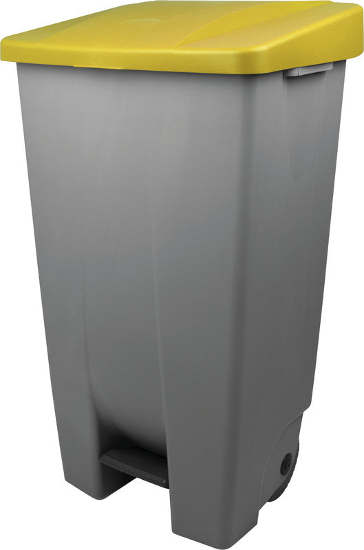 Helit Abfallcontainer – 120 l – Kunststoff – Fusspedal, 2 Räder, seitliche Griffe, HACCP-konform