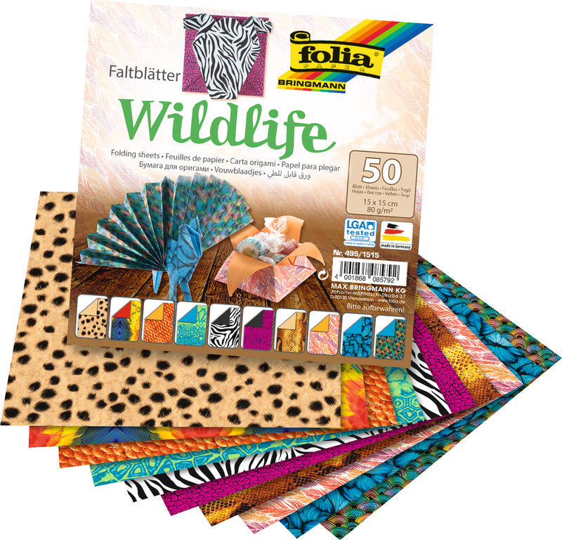 Folia Faltblätter – 150 × 150 mm – 80 g/m² – sortiert – 50 Blatt
