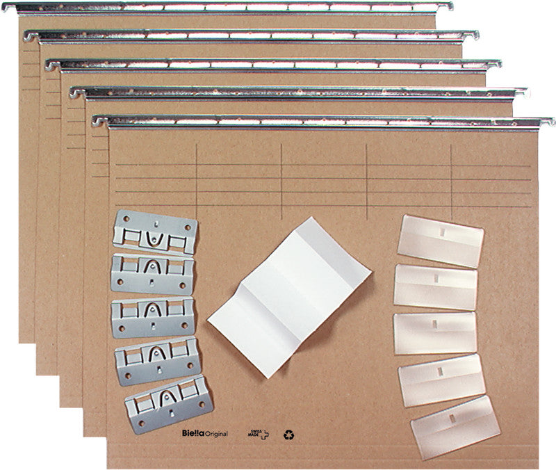 Biella Hängeordner für A4 – Karton, Olivgrün, 320 × 260 mm, mit Vordruck