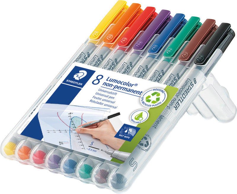 Staedtler Non-Permanent-Marker Lumocolor – superfein 0,4 mm – sortiert – 8er-Set – nachfüllbar