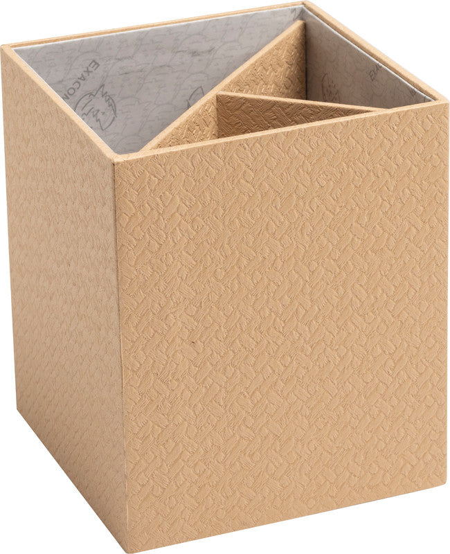 Exacompta OfficeByMe 67602E Stifteköcher – 3 Fächer, Beige, Karton (FSC), B 90 × H 110 × T 90 mm