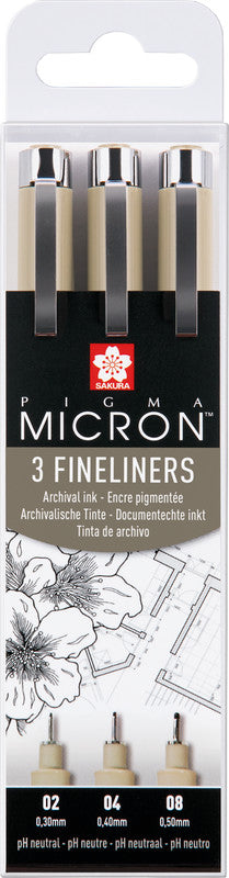 Sakura Pigma Micron Fineliner – 3er-Set – schwarz – wasserfest