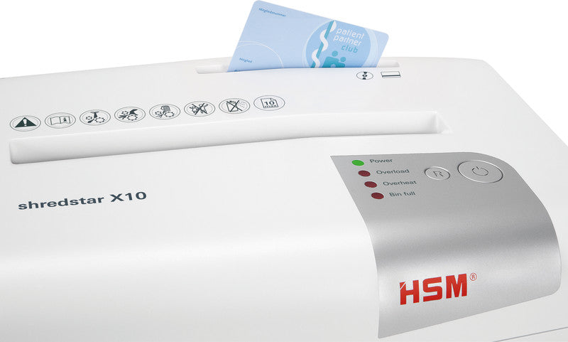 HSM Shredstar X10 – Aktenvernichter, DIN P-4, Partikelschnitt 4,5 × 30 mm, 10 Blatt, 20 l, A4