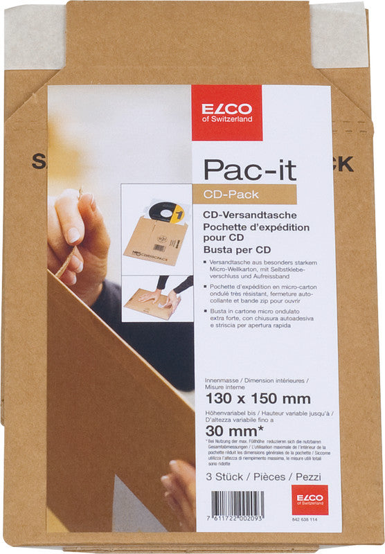 Elco Karton-Versandtasche – 140 × 165 mm, Karton, Braun, Selbstklebend, Aufreissperforation – 1 Stück