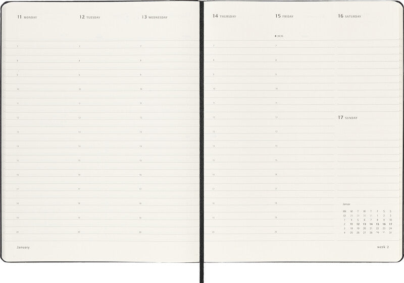 Moleskine Professioneller Terminplaner – 1 Woche/2 Seiten, gebunden, 19 × 25 cm, 2027, schwarz, FSC