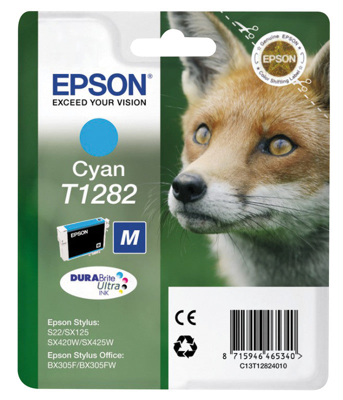 Epson Tintenpatrone T1282, Cyan, 175 Seiten – für Inkjetdrucker/Multifunktionsgeräte