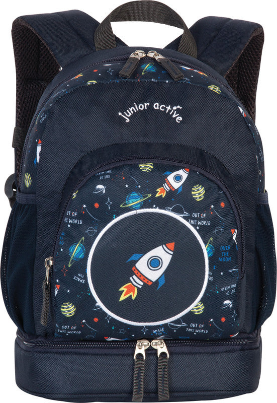 Fabrizio Kindergartenrucksack – Junior Active – Space – Marineblau – 25,0×31,0×12,0/18,0 cm – eco:plus