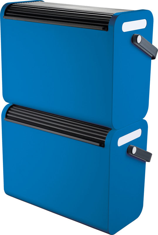 Helit Hängemappen-Box A4 – für 25 Hängemappen, mit Tragegriff, stapelbar, 425 × 375 × 200 mm, Schwarz/Blau