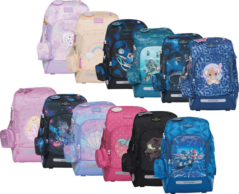 Beckmann Active Air Flx – Schulrucksack-Set 6-teilig, Blue Bunny, 20–25 l, 26×39×22 cm, mit Wendetasche