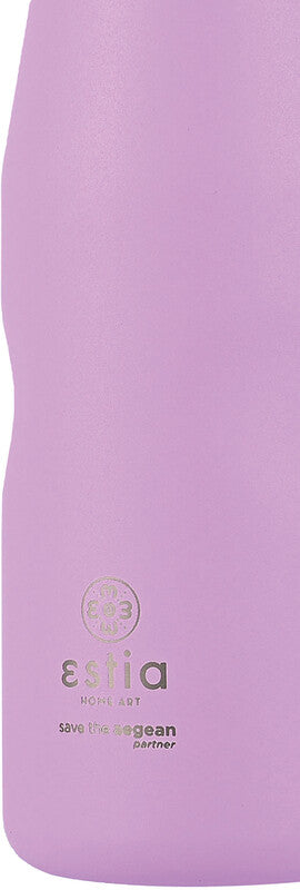 Estia Isolier-Trinkflasche – 0,5 l, Edelstahl, doppelwandig, auslaufsicher, Motiv Lavendelviolett