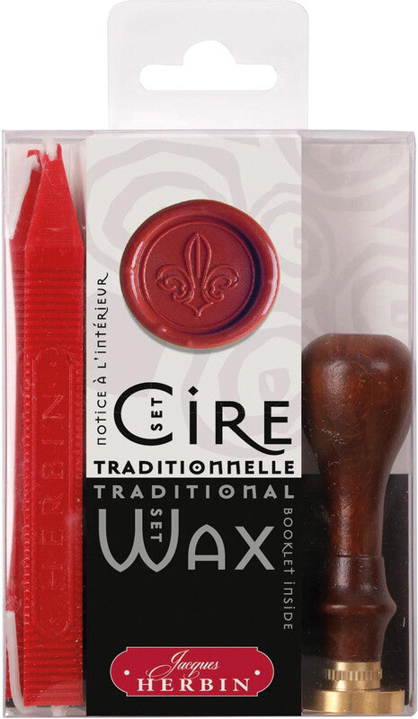 Herbin Siegelwachs-Set – Lilie – Ø 2,4 cm – 5-teilig – Wachs, Rot