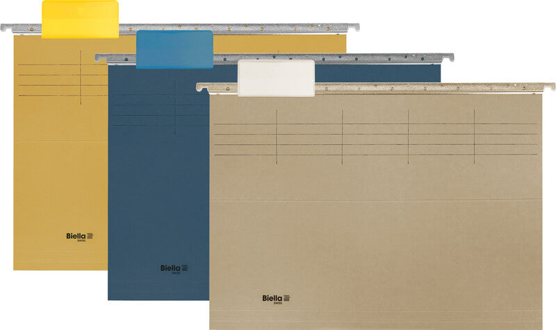 Biella Hängeordner für A4 – Karton, Gelb, 320 × 250 mm, mit Vordruck