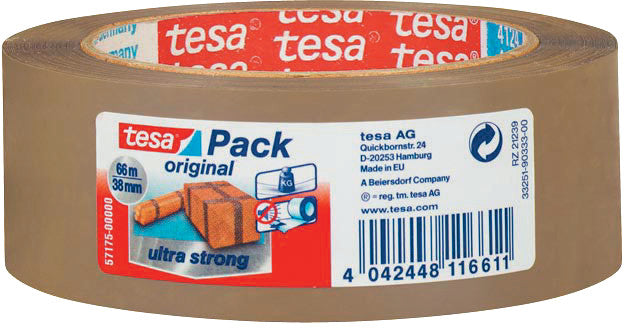 tesa Vinylband – 25 mm × 66 m, braun, stark