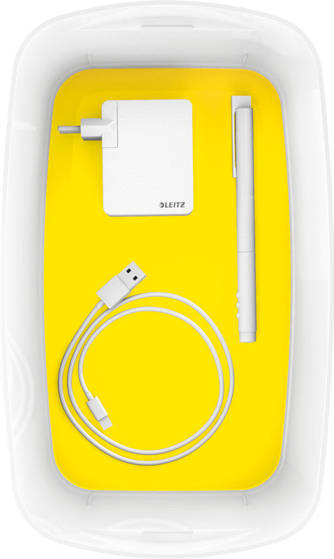 Leitz Aufbewahrungsbox – Kunststoff, Weiss/Gelb, 31,8 × 12,8 × 19,1 cm